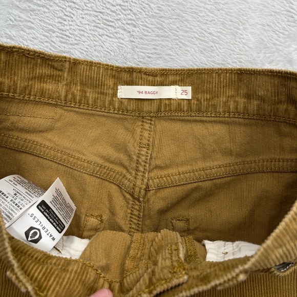 Levi's 94 Baggy Women's Corduroy Pants Camel Tan Khaki Size 25 Y2K - Picture 6 of 11